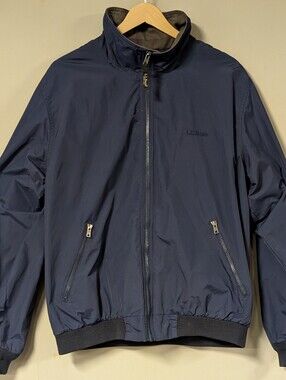 L.L.Bean Men’s Warm-Up Jacket Lined Navy Full Zip 500395 Size M